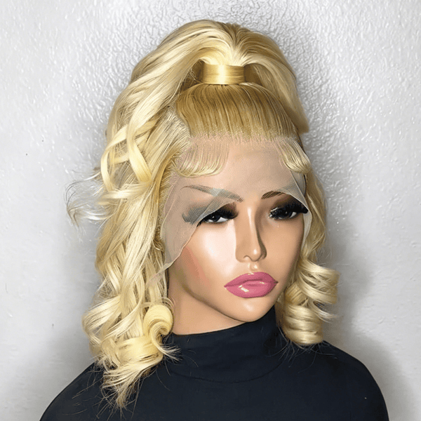 overseas Sexy Braid Lace Wig 10 inch Bequeen Blonde 12 inch Wave With Ponytail