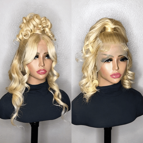 overseas Sexy Braid Lace Wig Bequeen Blonde 12 inch Wave With Ponytail