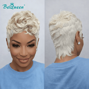 overseas PIXIE WIGS Bequeen Blonde Short Cut Fashion Machine Made Wig