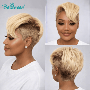 overseas PIXIE WIGS Bequeen Blonde Short Cut Special Style Full  Lace Pixie Wig