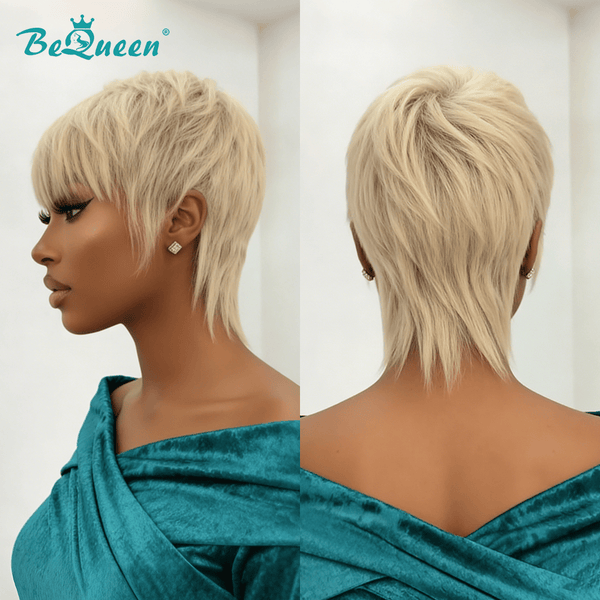 overseas PIXIE WIGS Bequeen Blonde Special Made Natural Pixie Cut Wig