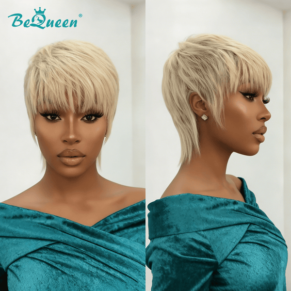 overseas PIXIE WIGS Bequeen Blonde Special Made Natural Pixie Cut Wig