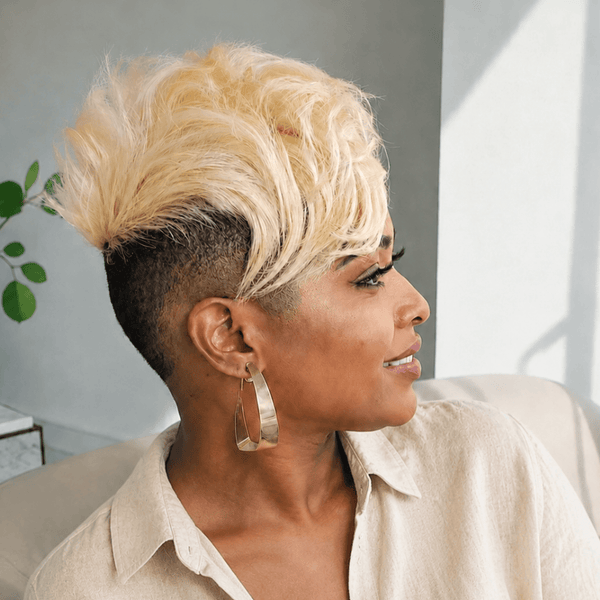 overseas TOPPER & MOHAWK Bequeen Bright #613 Blonde Side Part Natural Style Topper