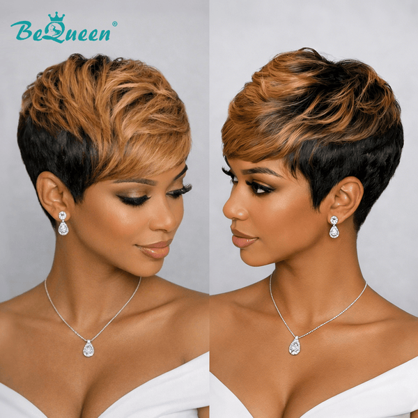 overseas PIXIE WIGS Bequeen Bronze Layered Short Cut Wig