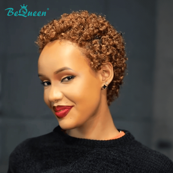 overseas PIXIE WIGS Bequeen Brown Afro Curly Low Cut Special Style Wig