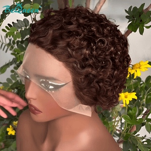 overseas PIXIE WIGS Bequeen Brown Curly Lowcut Elegance Frontal Lace Wig