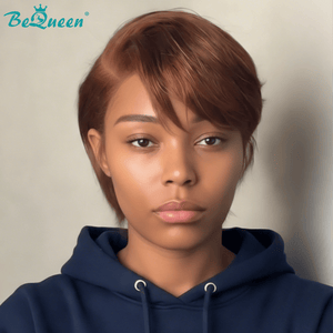 overseas PIXIE WIGS Bequeen Brown Side Part Natrual Style Frontal Lace Wig