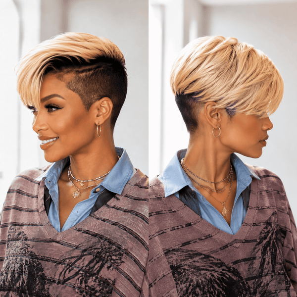 overseas TOPPER & MOHAWK Bequeen Champagne 1B Root Side Part Machine Made Topper