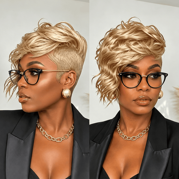 overseas TOPPER & MOHAWK Bequeen Chic Black Side Part Wave Topper For Black Women