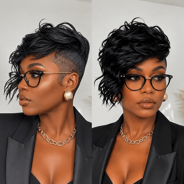 overseas TOPPER & MOHAWK Bequeen Chic Black Side Part Wave Topper For Black Women
