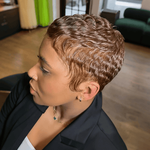 overseas PIXIE WIGS As pic / Machine made Bequeen Coffee Ash Wave Special Style Pixie Cut Wig