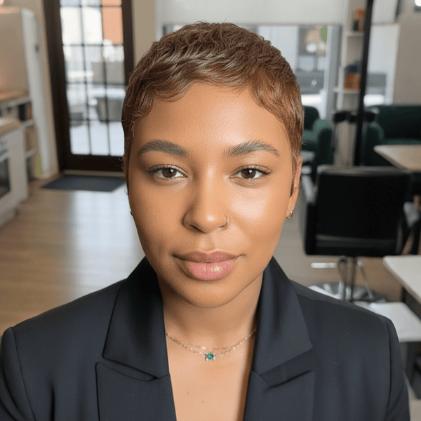 overseas PIXIE WIGS Bequeen Coffee Ash Wave Special Style Pixie Cut Wig