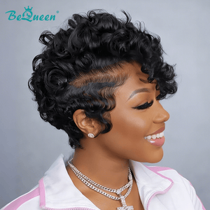 overseas PIXIE WIGS Bequeen Curly Wave Pixie Lace Wig