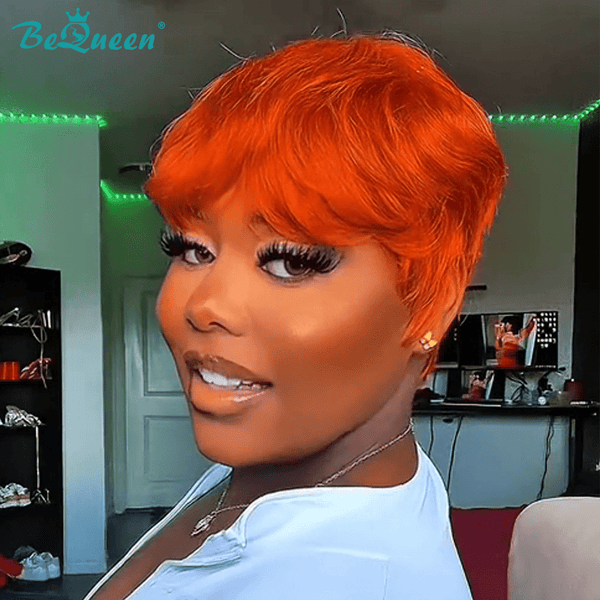 overseas PIXIE WIGS Bequeen Electric Ginger Orange Pixie Cut Wig