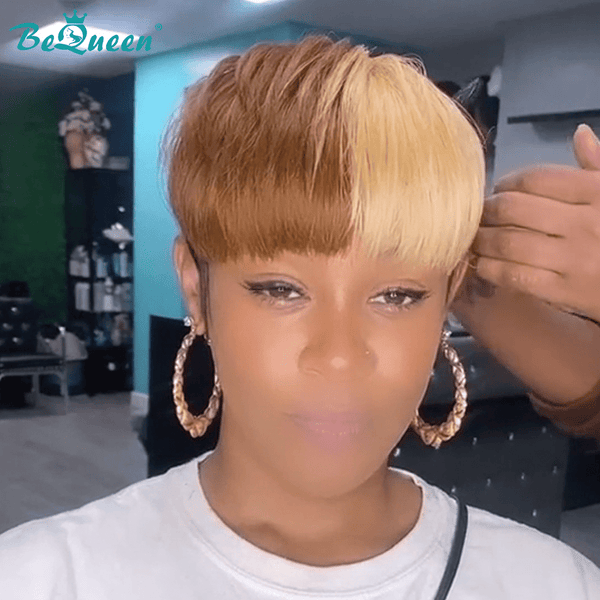 overseas PIXIE WIGS Bequeen Fashion Two-color  Short Cut Pixie Wig