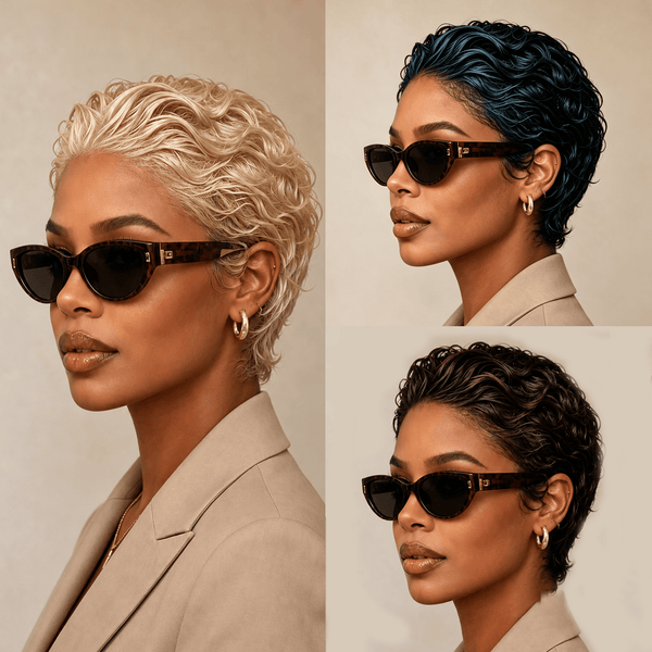 overseas PIXIE WIGS Bequeen Frontal Lace Slicked-back Style Pixie Short Cut Wig