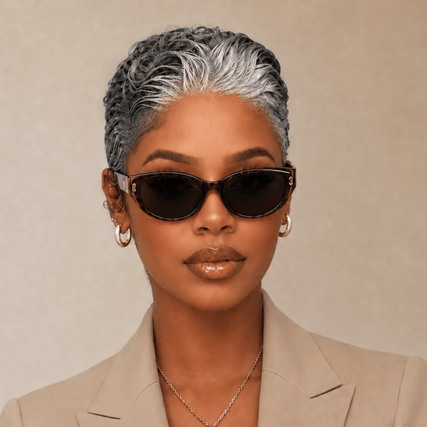 overseas PIXIE WIGS Bequeen Frontal Lace Two Colors Slicked-back Style Pixie Short Cut Wig