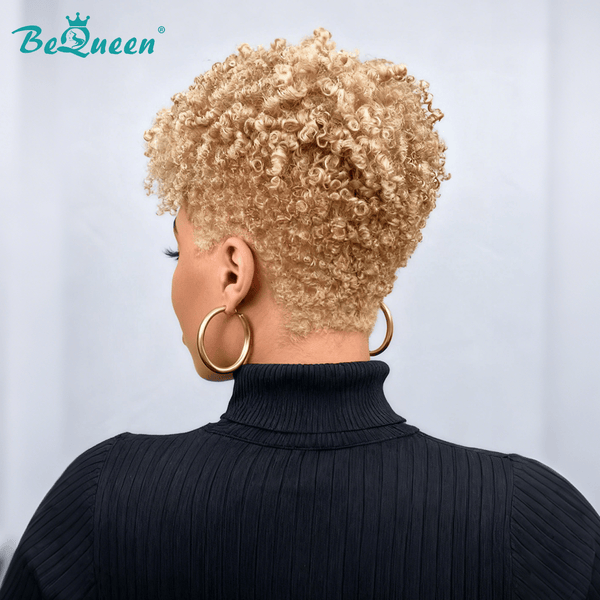 overseas PIXIE WIGS Bequeen Golden Curly Special Made Pixie Wig