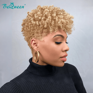 overseas PIXIE WIGS Bequeen Golden Curly Special Made Pixie Wig
