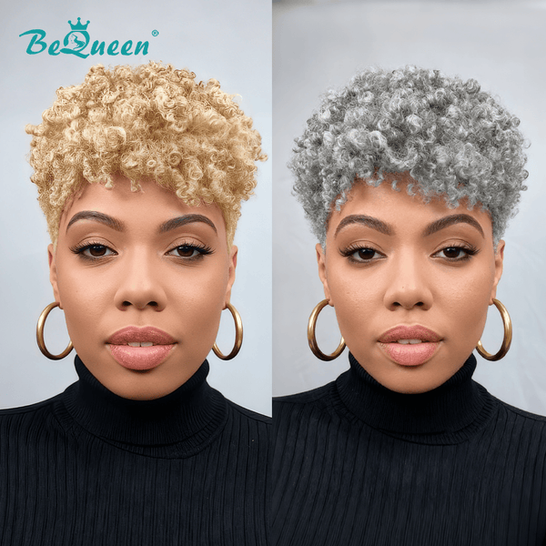 overseas PIXIE WIGS Bequeen Golden Curly Special Made Pixie Wig