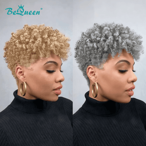 overseas PIXIE WIGS Bequeen Golden Curly Special Made Pixie Wig