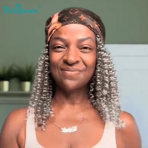 overseas Workout Wig Bequeen Grey Curly Workout Wig