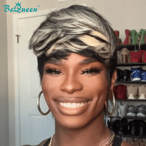 overseas PIXIE WIGS Bequeen Highlight Beige Short Cut Pixie Wig