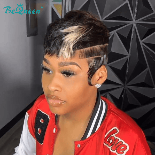 overseas PIXIE WIGS Bequeen Highlight Blonde Short Cut Pixie Wig