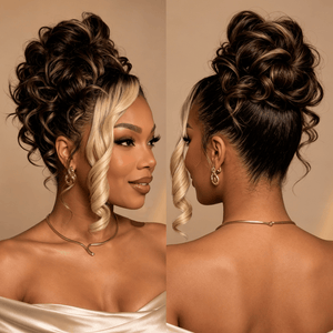 overseas Sexy Braid Lace Wig Bequeen Highlight Blonde Wave Style Updo 100% Human Hair Wig