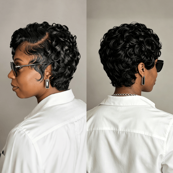 overseas PIXIE WIGS Bequeen Highlight Blue Side Part Water Wave Frontal Lace Wig