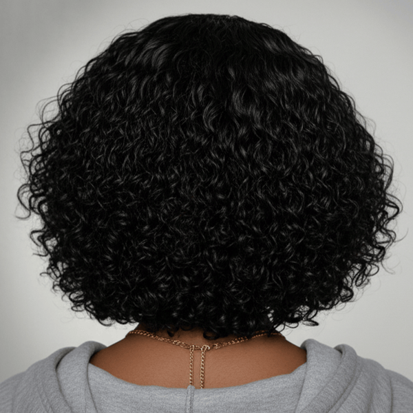 overseas PIXIE WIGS Bequeen Highlight Brown Curly Side Part Lace Pixie Wig