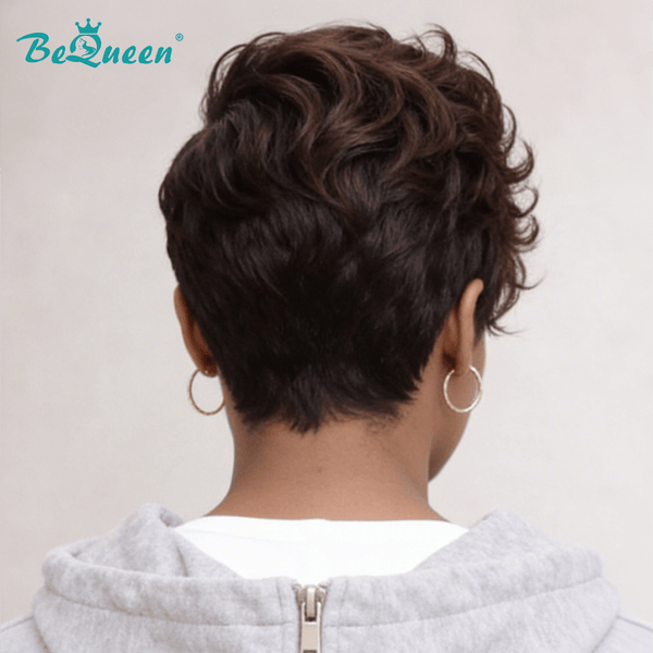 overseas PIXIE WIGS Bequeen Highlight Brown Side Part Wave Pixie Lace Wig