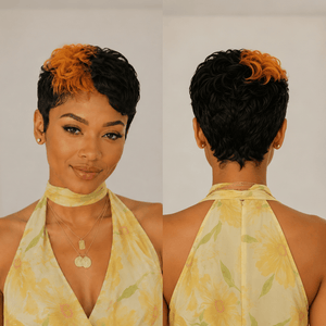 overseas PIXIE WIGS BeQueen Highlight Orange Pixie Wig 100% Human Hair