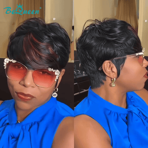 overseas PIXIE WIGS Bequeen Highlight Red Short Cut Pixie Wig