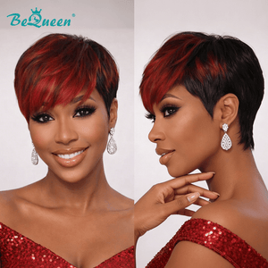 overseas PIXIE WIGS Bequeen Highlight Red Short Cut Wig