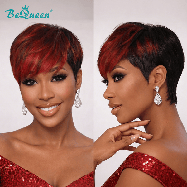 overseas PIXIE WIGS Bequeen Highlight Red Short Cut Wig
