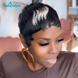 overseas PIXIE WIGS Bequeen Highlight White Short Cut Pixie Wig