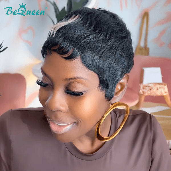 overseas PIXIE WIGS Bequeen Highlight White Short Cut Pixie Wig