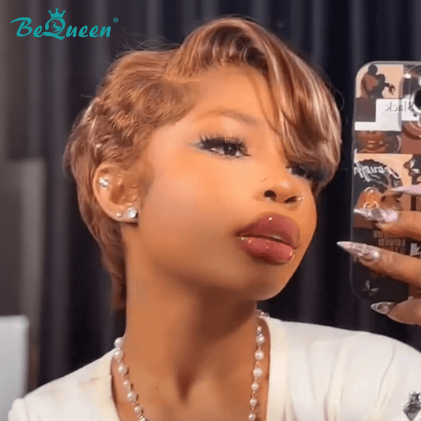 overseas PIXIE WIGS Bequeen Honey Blonde Balayage Pixie Wig