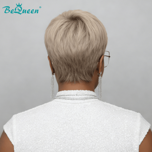 overseas PIXIE WIGS BeQueen Iced Blonde Bold Root Melt Pixie Wig
