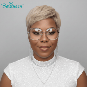 overseas PIXIE WIGS BeQueen Iced Blonde Bold Root Melt Pixie Wig
