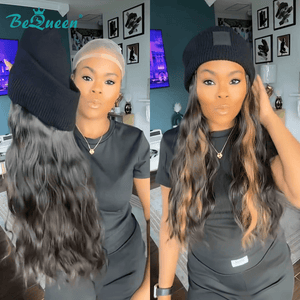 overseas Workout Wig BEQUEEN Knitted Hat Water Wave Workout Wig