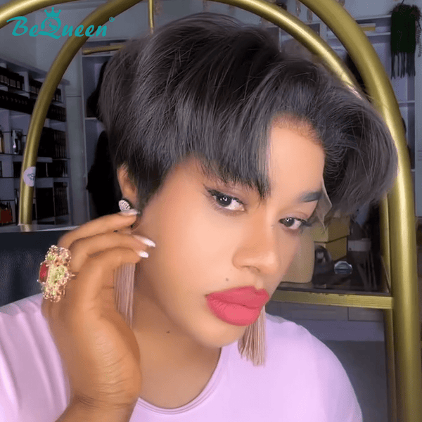 overseas PIXIE WIGS Bequeen Lace Frontal Middle Part Pixie Wig