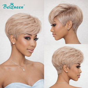 overseas PIXIE WIGS BeQueen Layered Blonde with Dark Undercut & Shadow Roots Pixie Wig