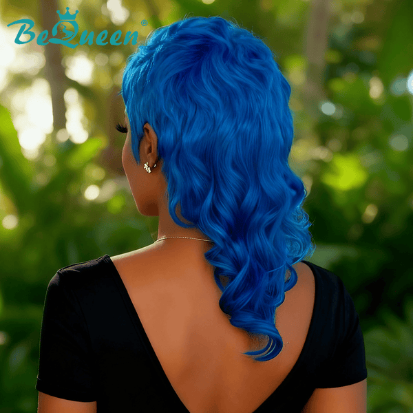 overseas Mullet Wig Bequeen Light Blue Fashion Mullet Wig