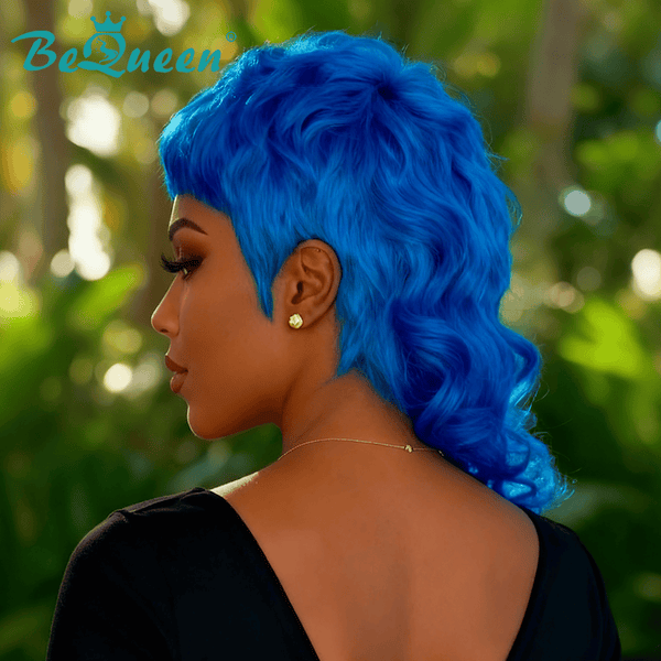 overseas Mullet Wig Bequeen Light Blue Fashion Mullet Wig