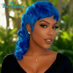 overseas Mullet Wig Bequeen Light Blue Fashion Mullet Wig