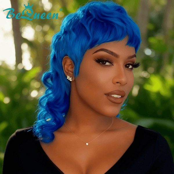 overseas Mullet Wig Bequeen Light Blue Fashion Mullet Wig