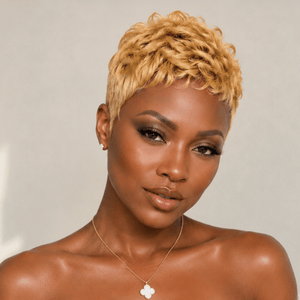 overseas PIXIE WIGS Bequeen Machine Made Bronze Super Short Wave Style Pixie Wig
