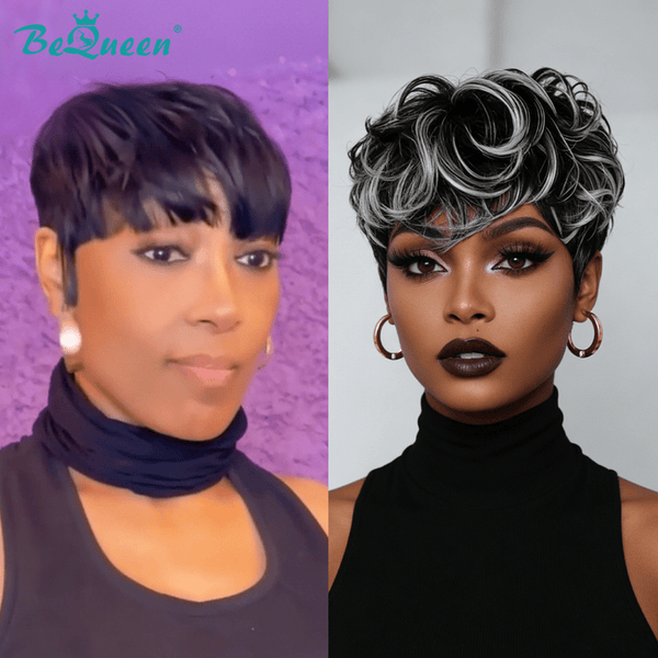 overseas PIXIE WIGS 2 wigs E (As pic) Bequeen Machine Made Fashion Short Wig (USA)